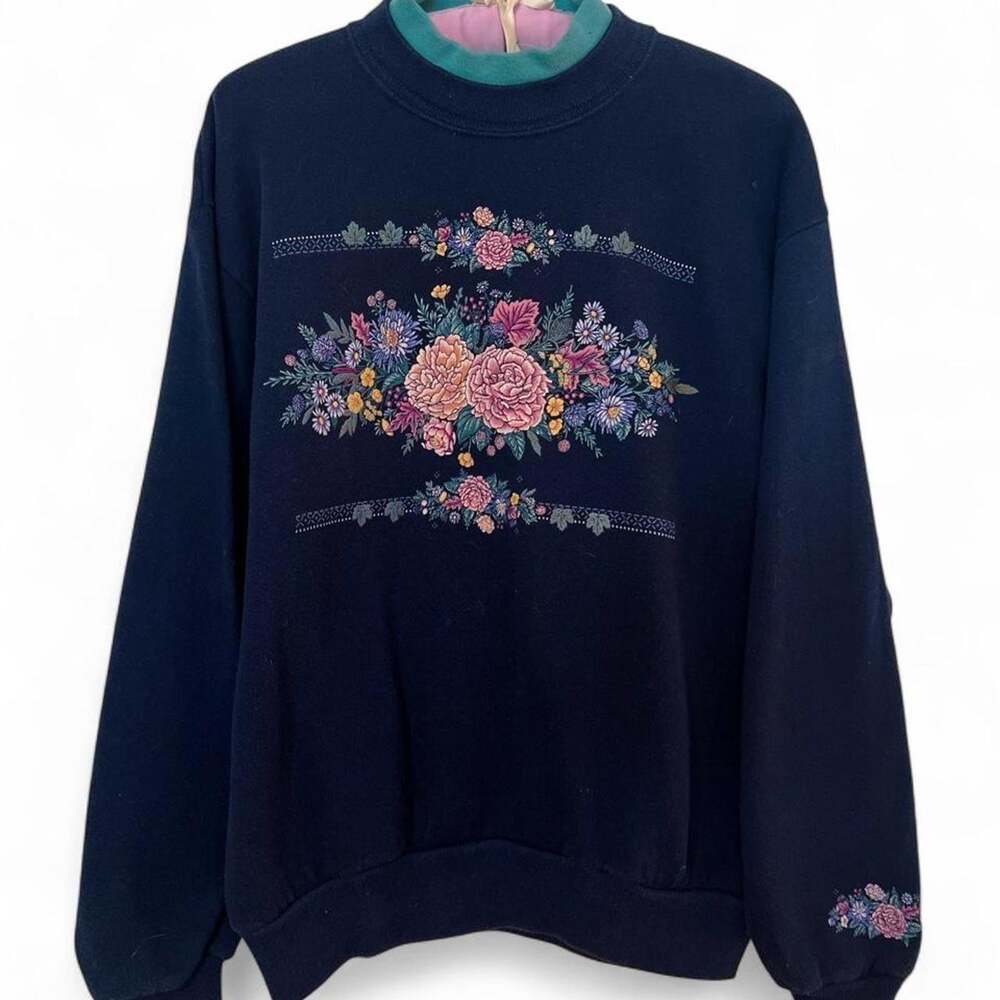 Vintage GrandmaCore Floral Crewneck Sweater